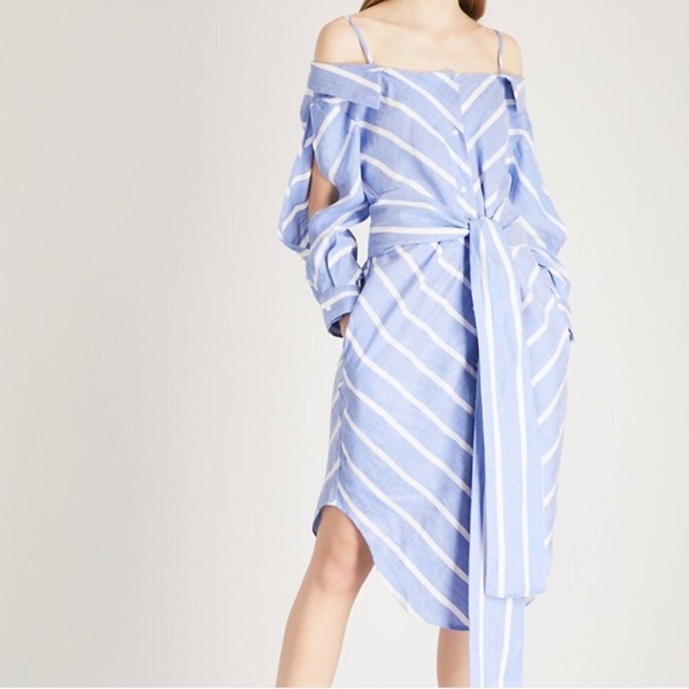Maje Rulylle Striped Off-the-shoulder Shirtdress
